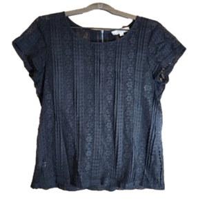 LOFT Black Floral Lace Women's Shell Top Size M